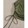 imageFloerns Womens Graphic Print Sleeveless Drawstring Ruched Crop Tank TopArmy Green
