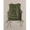 imageFloerns Womens Graphic Print Sleeveless Drawstring Ruched Crop Tank TopArmy Green