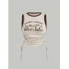 imageFloerns Womens Graphic Print Sleeveless Drawstring Ruched Crop Tank TopBeige Dog