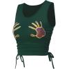 imageFloerns Womens Graphic Print Sleeveless Drawstring Ruched Crop Tank TopDark Green