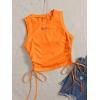 imageFloerns Womens Graphic Print Sleeveless Drawstring Ruched Crop Tank TopOrange