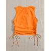 imageFloerns Womens Graphic Print Sleeveless Drawstring Ruched Crop Tank TopOrange