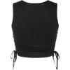 imageFloerns Womens Graphic Print Sleeveless Drawstring Ruched Crop Tank TopSkeleton Black