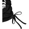 imageFloerns Womens Graphic Print Sleeveless Drawstring Ruched Crop Tank TopSkeleton Black