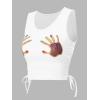 imageFloerns Womens Graphic Print Sleeveless Drawstring Ruched Crop Tank TopWhite