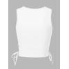 imageFloerns Womens Graphic Print Sleeveless Drawstring Ruched Crop Tank TopWhite