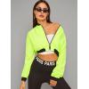 imageFloerns Womens Long Sleeve Lightweight Crop Bomber JacketB Neon Green