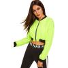 imageFloerns Womens Long Sleeve Lightweight Crop Bomber JacketB Neon Green