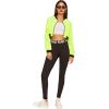 imageFloerns Womens Long Sleeve Lightweight Crop Bomber JacketB Neon Green