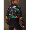 imageFloerns Womens Long Sleeve Lightweight Crop Bomber JacketBlack Ink