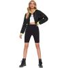 imageFloerns Womens Long Sleeve Lightweight Crop Bomber JacketBlack With Green