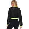 imageFloerns Womens Long Sleeve Lightweight Crop Bomber JacketBlack With Green