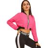 imageFloerns Womens Long Sleeve Lightweight Crop Bomber JacketHot Pink