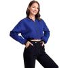 imageFloerns Womens Long Sleeve Lightweight Crop Bomber JacketRoyal Blue