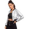 imageFloerns Womens Long Sleeve Lightweight Crop Bomber JacketSilver