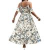 imageFloerns Womens Plus Size Cold Shoulder Short Sleeve Split Thigh Long DressBeige