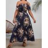 imageFloerns Womens Plus Size Cold Shoulder Short Sleeve Split Thigh Long DressBlack Floral