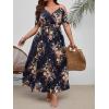 imageFloerns Womens Plus Size Cold Shoulder Short Sleeve Split Thigh Long DressBlack Floral