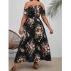 imageFloerns Womens Plus Size Cold Shoulder Short Sleeve Split Thigh Long DressBlack Flower