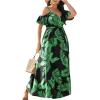 imageFloerns Womens Plus Size Cold Shoulder Short Sleeve Split Thigh Long DressBlack and Green