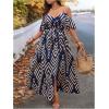 imageFloerns Womens Plus Size Cold Shoulder Short Sleeve Split Thigh Long DressDark Blue