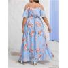 imageFloerns Womens Plus Size Cold Shoulder Short Sleeve Split Thigh Long DressLight Blue
