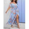 imageFloerns Womens Plus Size Cold Shoulder Short Sleeve Split Thigh Long DressLight Blue