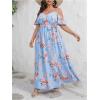 imageFloerns Womens Plus Size Cold Shoulder Short Sleeve Split Thigh Long DressLight Blue