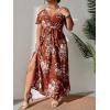 imageFloerns Womens Plus Size Cold Shoulder Short Sleeve Split Thigh Long DressRust Brown