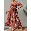 imageFloerns Womens Plus Size Cold Shoulder Short Sleeve Split Thigh Long DressRust Brown
