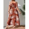 imageFloerns Womens Plus Size Cold Shoulder Short Sleeve Split Thigh Long DressRust Brown
