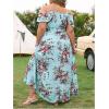 imageFloerns Womens Plus Size Cold Shoulder Short Sleeve Split Thigh Long DressSky Blue
