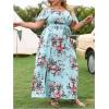 imageFloerns Womens Plus Size Cold Shoulder Short Sleeve Split Thigh Long DressSky Blue