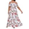 imageFloerns Womens Plus Size Cold Shoulder Short Sleeve Split Thigh Long DressWhite