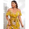 imageFloerns Womens Plus Size Cold Shoulder Short Sleeve Split Thigh Long DressYellow