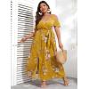 imageFloerns Womens Plus Size Cold Shoulder Short Sleeve Split Thigh Long DressYellow
