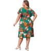 imageFloerns Womens Plus Size Floral Print Short Sleeve V Neck Ruffle Wrap DressGreen Multi