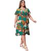 imageFloerns Womens Plus Size Floral Print Short Sleeve V Neck Ruffle Wrap DressGreen Multi