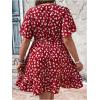 imageFloerns Womens Plus Size Floral Print Short Sleeve V Neck Ruffle Wrap DressHot Red