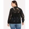 imageFloerns Womens Plus Size Sheer Floral Lace Long Sleeve Baseball JacketBlack