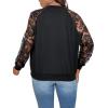 imageFloerns Womens Plus Size Sheer Floral Lace Long Sleeve Baseball JacketBlack Floral Sheer