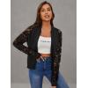 imageFloerns Womens Plus Size Sheer Floral Lace Long Sleeve Baseball JacketBlack Ink