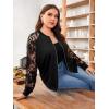 imageFloerns Womens Plus Size Sheer Floral Lace Long Sleeve Baseball JacketBlack Lace