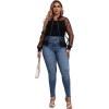 imageFloerns Womens Plus Size Sheer Floral Lace Long Sleeve Baseball JacketBlack Plain