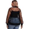 imageFloerns Womens Plus Size Sheer Floral Lace Long Sleeve Baseball JacketBlack Plain