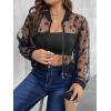 imageFloerns Womens Plus Size Sheer Floral Lace Long Sleeve Baseball JacketBlack Star