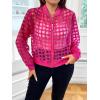 imageFloerns Womens Plus Size Sheer Floral Lace Long Sleeve Baseball JacketHot Pink