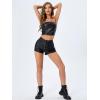 imageFloerns Womens Sexy High Waisted Faux Leather Shorts Drawstring Lace Up Festival Rave ShortsBlack Dull