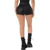 imageFloerns Womens Sexy High Waisted Faux Leather Shorts Drawstring Lace Up Festival Rave ShortsBlack Plain