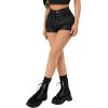 imageFloerns Womens Sexy High Waisted Faux Leather Shorts Drawstring Lace Up Festival Rave ShortsBlack Plain